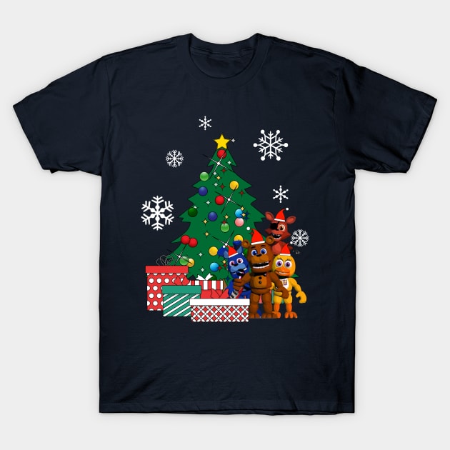 Five Nights At Freddys Around The Christmas Tree T-Shirt by Nova5